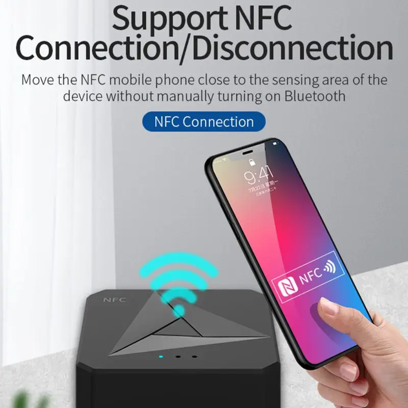 

NFC Desktop Bluetooth Receiver BT Transmitter Bluetooth 5.0 3.5mm AUX Jack RCA