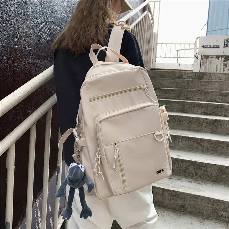 

Fashion Solid Color Women's Backpack Unisex Laptop Backpack Oxford Waterproof School Bag For Teen Large Capacity Travel Backbag