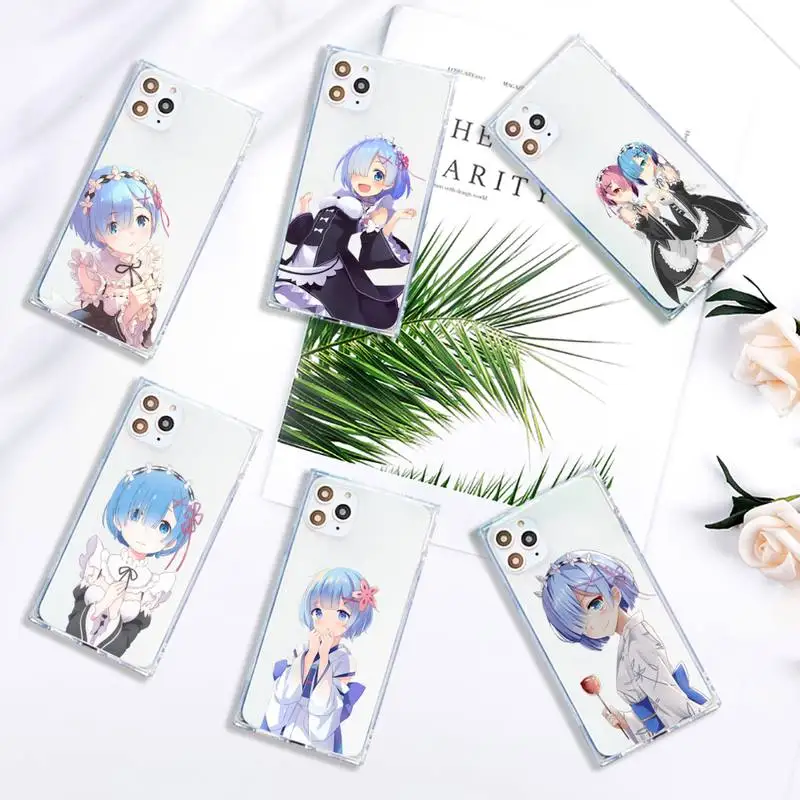

Japan anime Re Zero Rem Phone Case Transparent for iPhone 7 8 11 12 se 2020 mini pro X XS XR MAX Plus