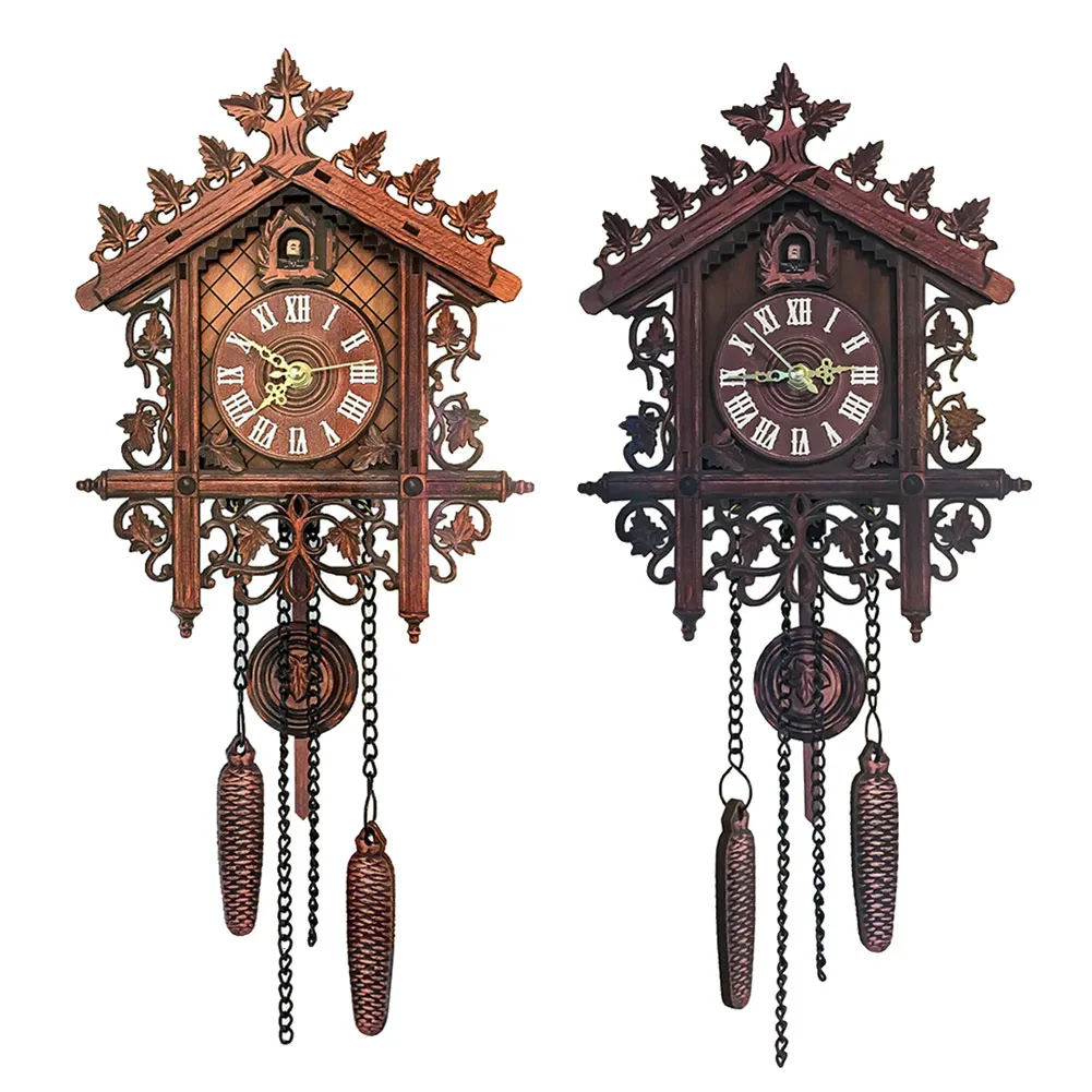 Настенные часы с кукушкой Винтаж арт качели подвесное ручной работы для дома