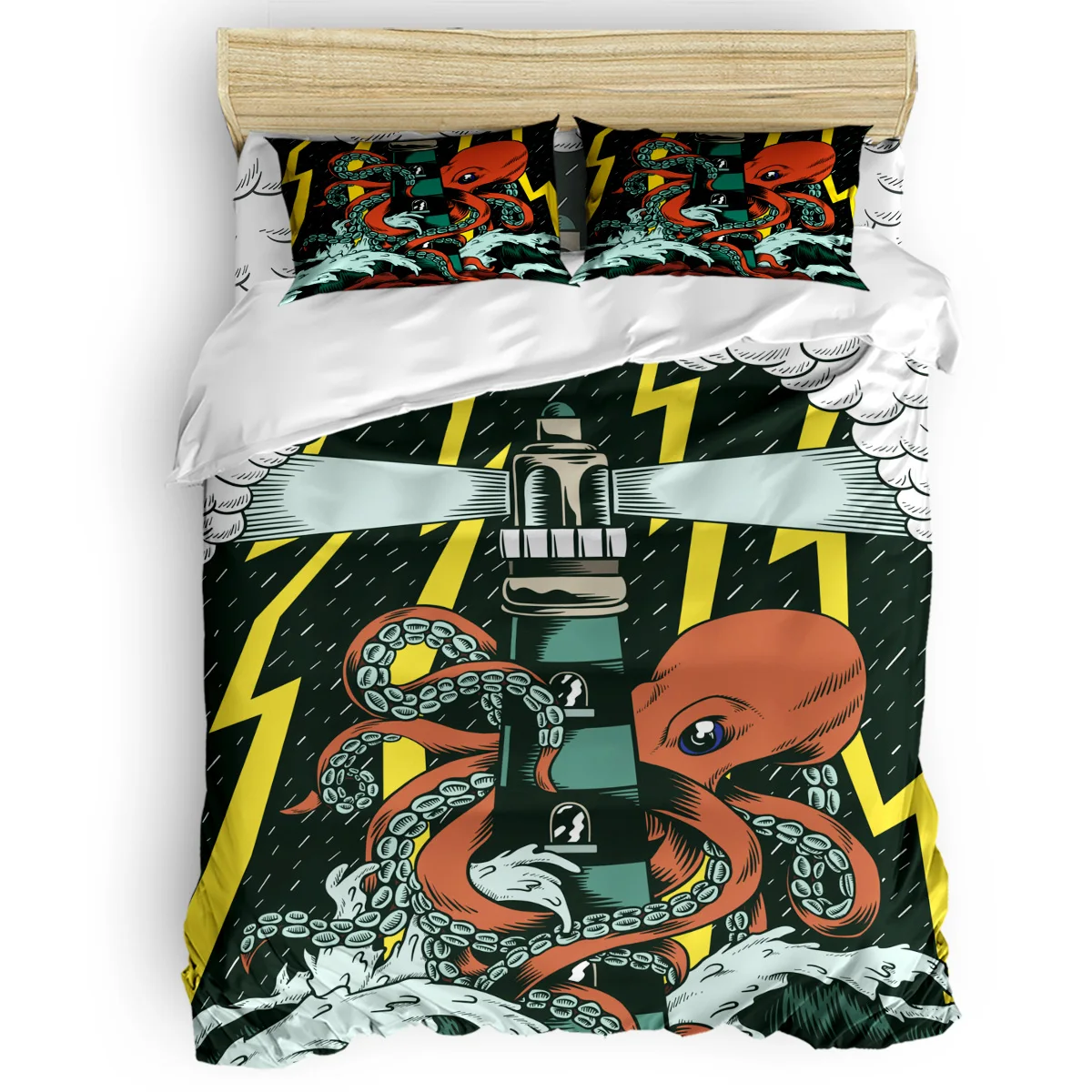 

Octopus Lighthouse Duvet Cover Set 2/3/4pcs Bedding Set Bed Sheet Pillowcases Cover Set