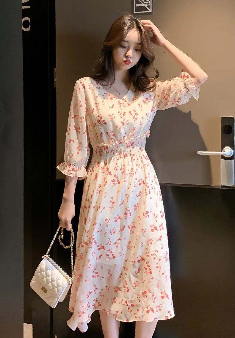 

2020 new summer office lady brand female women ladies girls print dress clothing