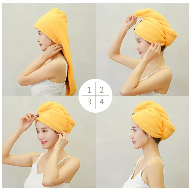 

FSISLOVER Bathroom Women Towel Thick Microsoft Fabric Hair Towel Daisy Embroidery Double Buckles Towel Rapid Drying Hair Towel