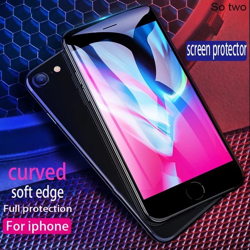 Защитное стекло с полным покрытием для iPhone 6 7 8 6s Plus Защита экрана X XS MAX XR изогнутая