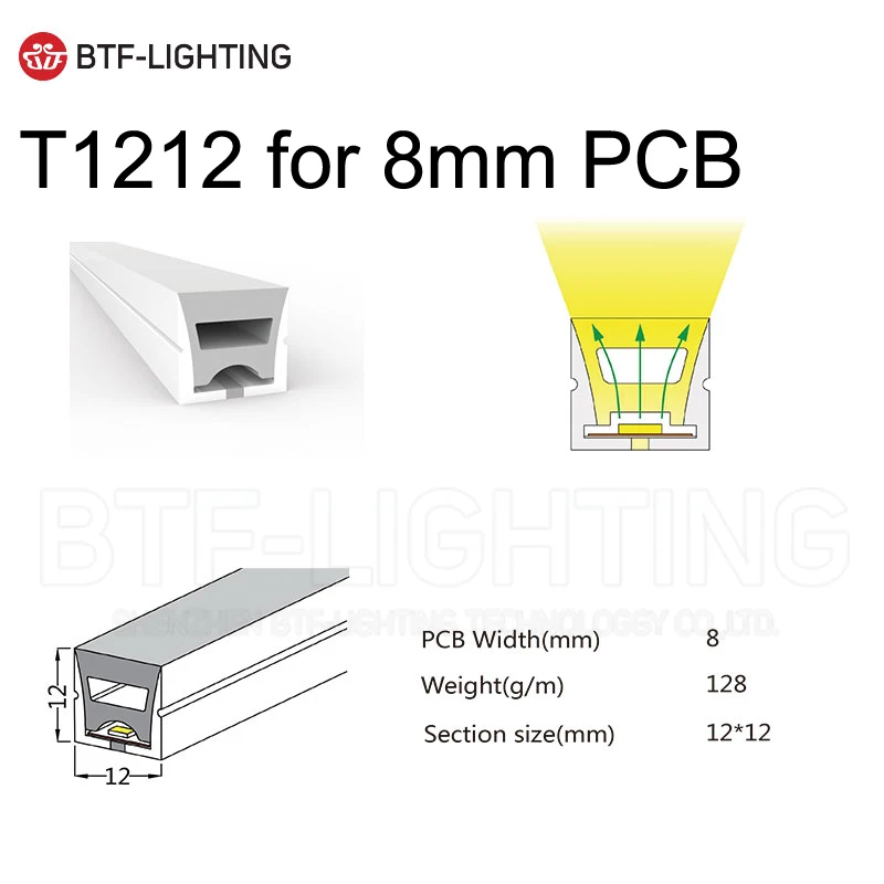 T1212 for 8mm PCB WS2812B светодиодный неоновый веревочный светильник IP67 из мягкого силикагеля 5 метров WS2811 гибкий ленточный светильник водонепроницаемая лампа для украшения дома - Испускаемый цвет: T1212 for 8mm PCB