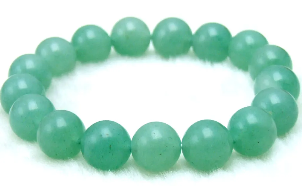 

Qingmos 10mm Round Natural Light Green Jades Bacelet for Women Genuine Stone Bracelets Jewelry Strand By Elastic bra173