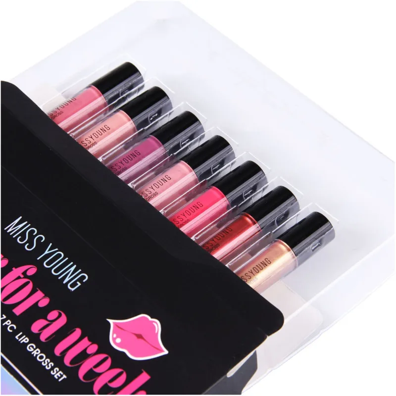 Новый 7 шт./компл. в бежевом и красном цветах бархатный матовый блеск для губ