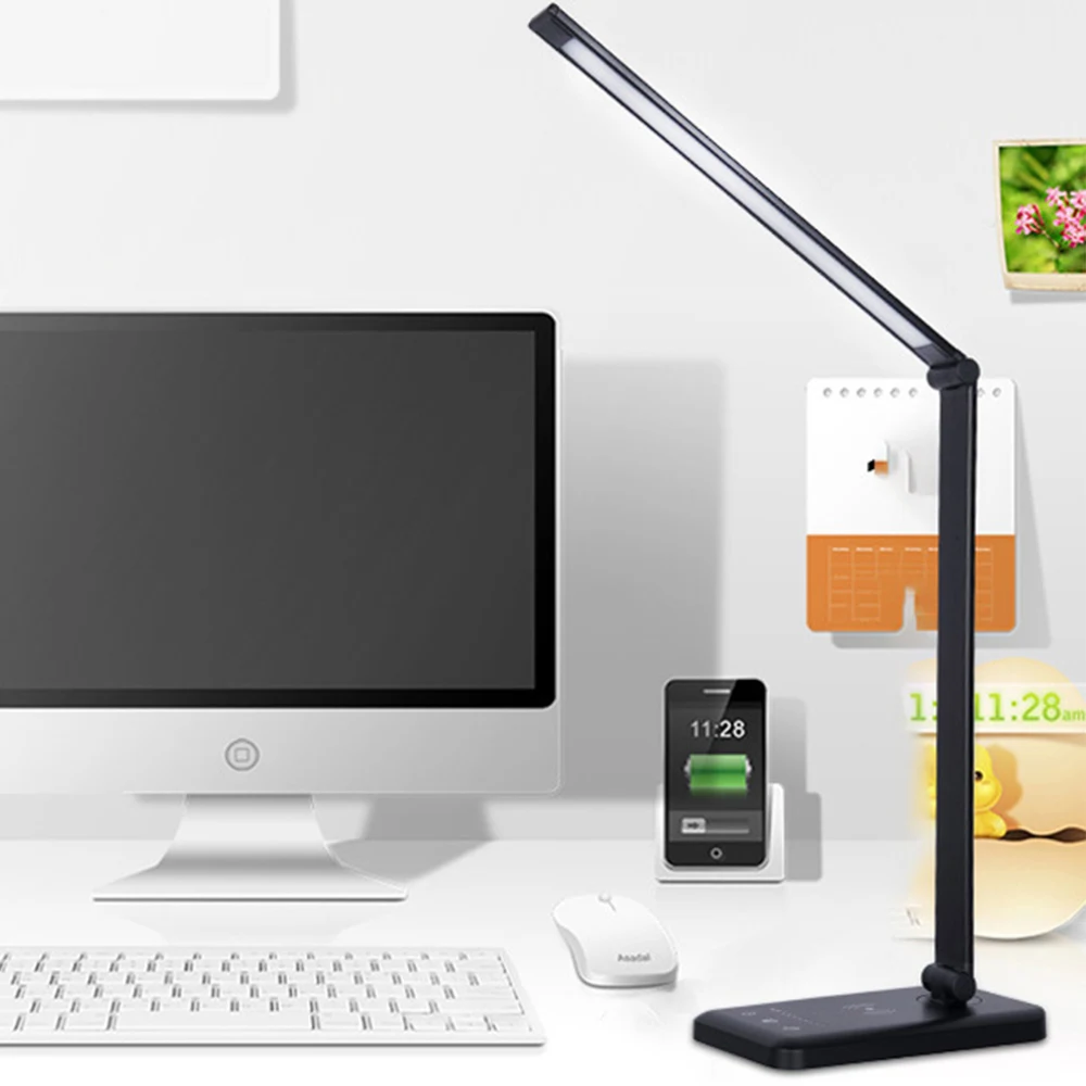 Складной сенсорный переключатель с затемнением USB настольная лампа для чтения 5
