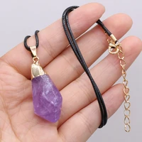 fashion natural stone necklace reiki heal amethyst energy pillar for lady pendant necklace jewelry elegant party gifts