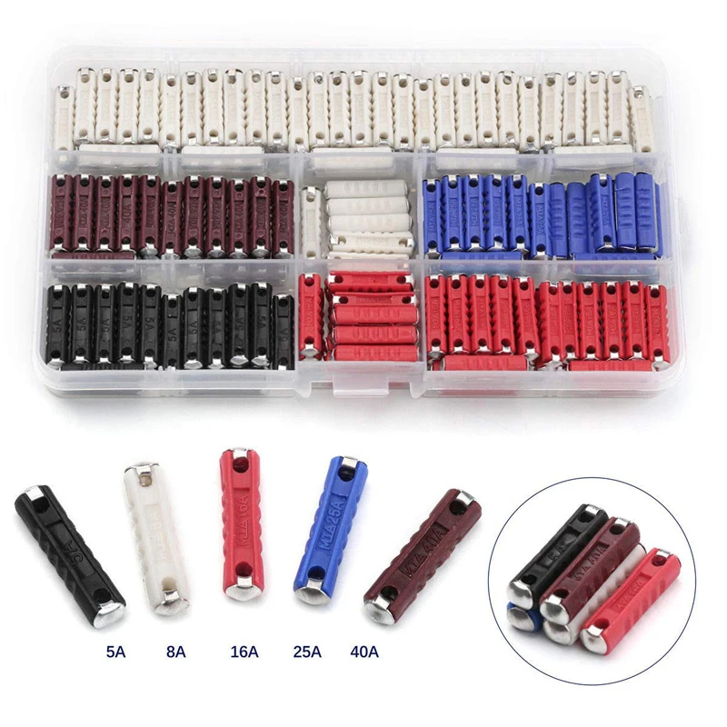 

200 шт./упак. 5A + 8A + 16A + 25A + 40A набор автомобильных предохранителей, керамические наборы в ассортименте автомобильных предохранителей Continental