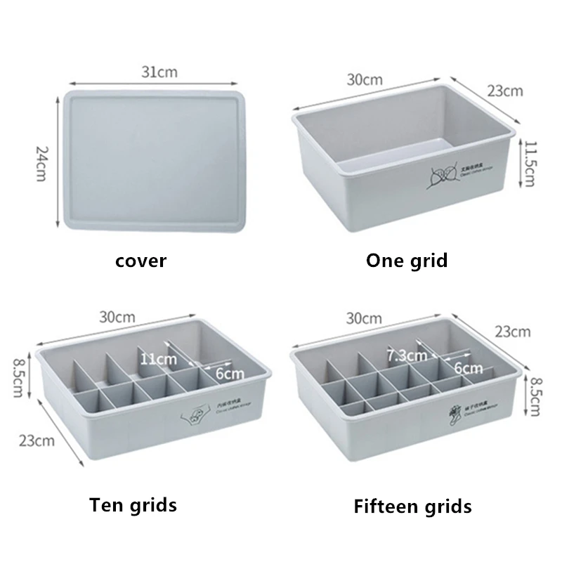 

Large size Household Plastic Underwear Storage Box with Mark Compartment Closet Organizer with Cover for Underwear Socks