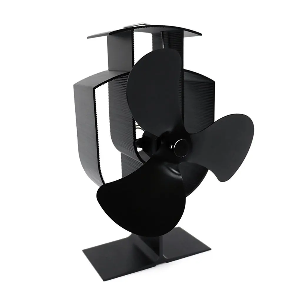 

NEW Black Fireplace Fan 3 Blade Heat Powered Stove Fan Log Wood Burner Eco Friendly Quiet Fan Home Heat Distribut