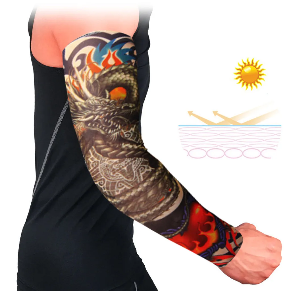 E 1 шт. наружные рукава для велоспорта 3D татуировки напечатаны Armwarmer УФ Защита MTB велосипеда рукава для защиты рук рукава для верховой езды - Цвет: E