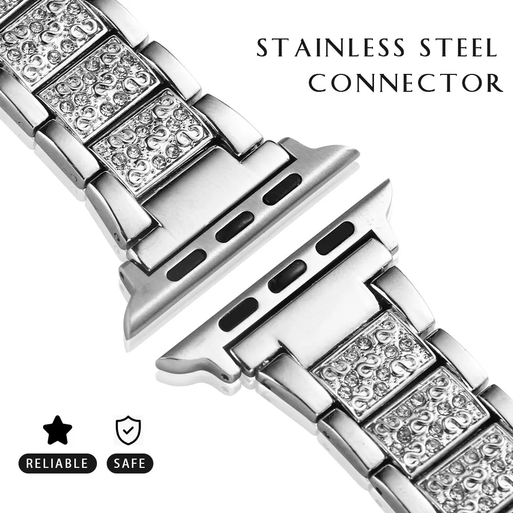 Metal Diamond Strap For Apple Watch 6 SE 5 4 Band 40mm 44mm iWatch 38mm 42mm Crystal Bracelet Correa Stainless Steel Watchbands | Наручные
