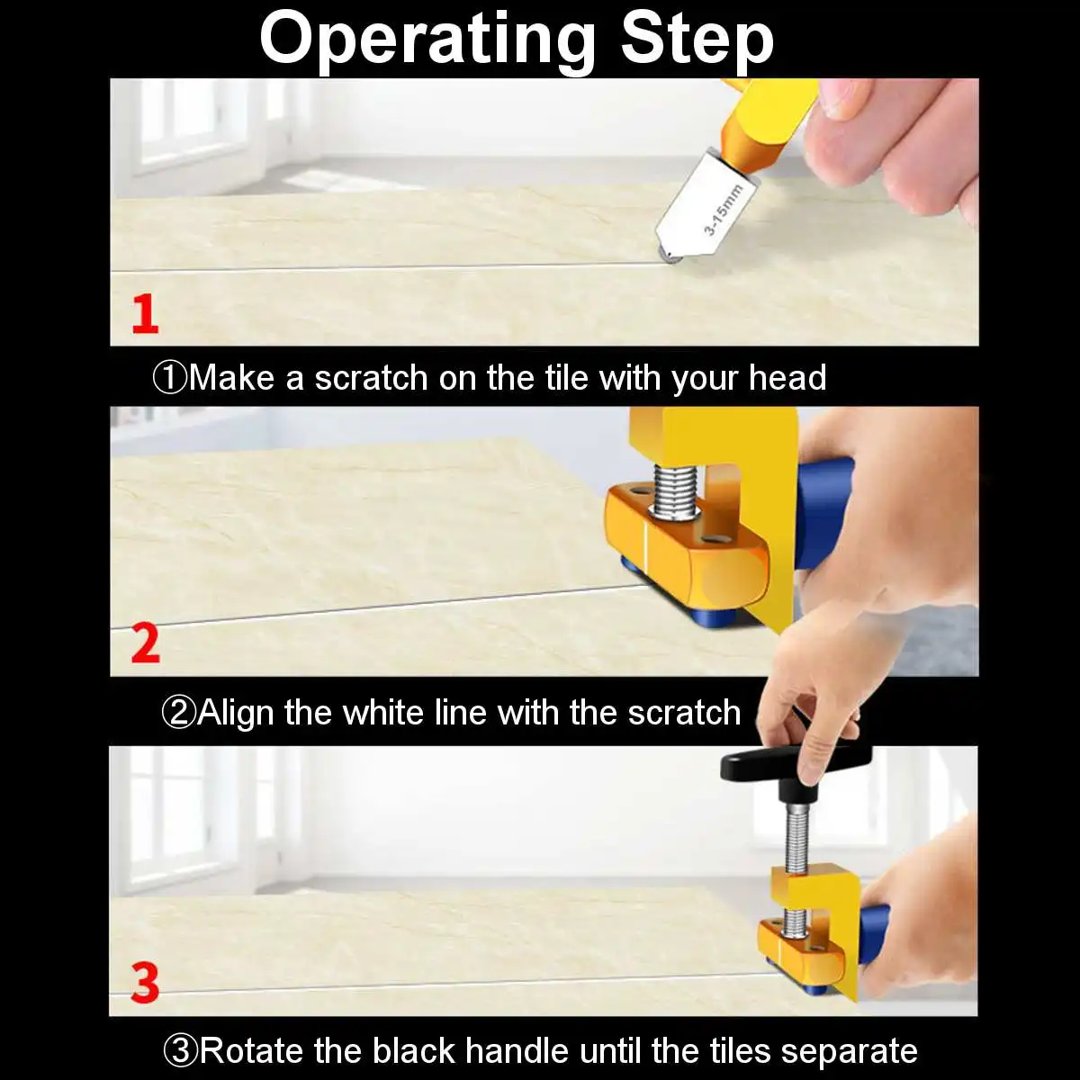 

2 In 1 High-strength Glass Cutter Tile Handheld Multi-function Portable Opener Home One-piece Glass Cutter Diamond Cutting Hand