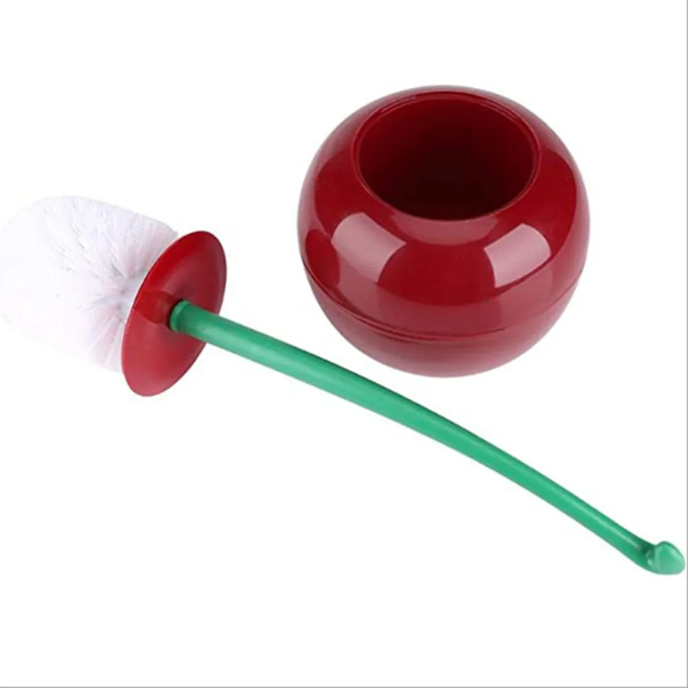 toilet brush and plunger set lovely red cherry lavatory round head cleaner holder bin for washroom bathroom clean household tool free global shipping
