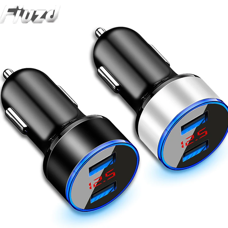 Автомобильное зарядное устройство Fiuzd со светодиодным дисплеем и двумя USB