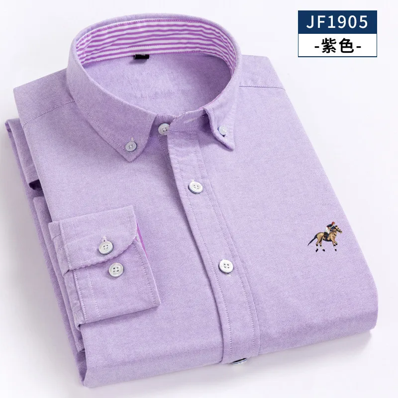 Высокое качество 100% хлопок Оксфорд мужские рубашки с длинным рукавом