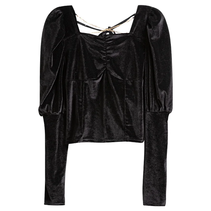 Женская шифоновая блузка с пышными рукавами |