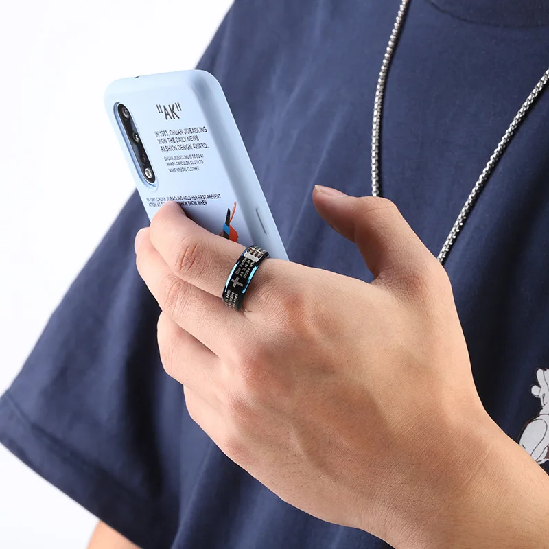 BUDROVKY Библии моды кольцо из нержавеющей стали с крестом в стиле хип-хоп Мужская