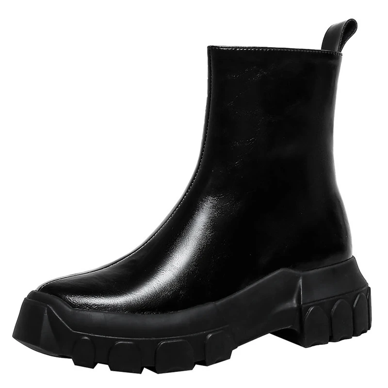 

Winter New Hot Fashion Top Quality Snow Boots Women Genuine Leather Wool Shearling Platform Ankle Boots Warm Zipper Ladies Shoes