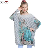 xikoi wool oversized sweater for women winter long pullover dresses fashion girl print jumper casual knitted sweaters pull femme