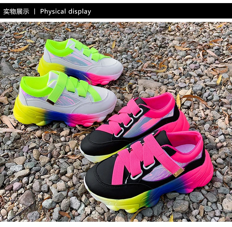 

2021 Spring Autumn New Women Casual Shoes Fashion Lace-up Comfortable Walking Women Sneakers Thick-soled Vulcanized Women Shoes