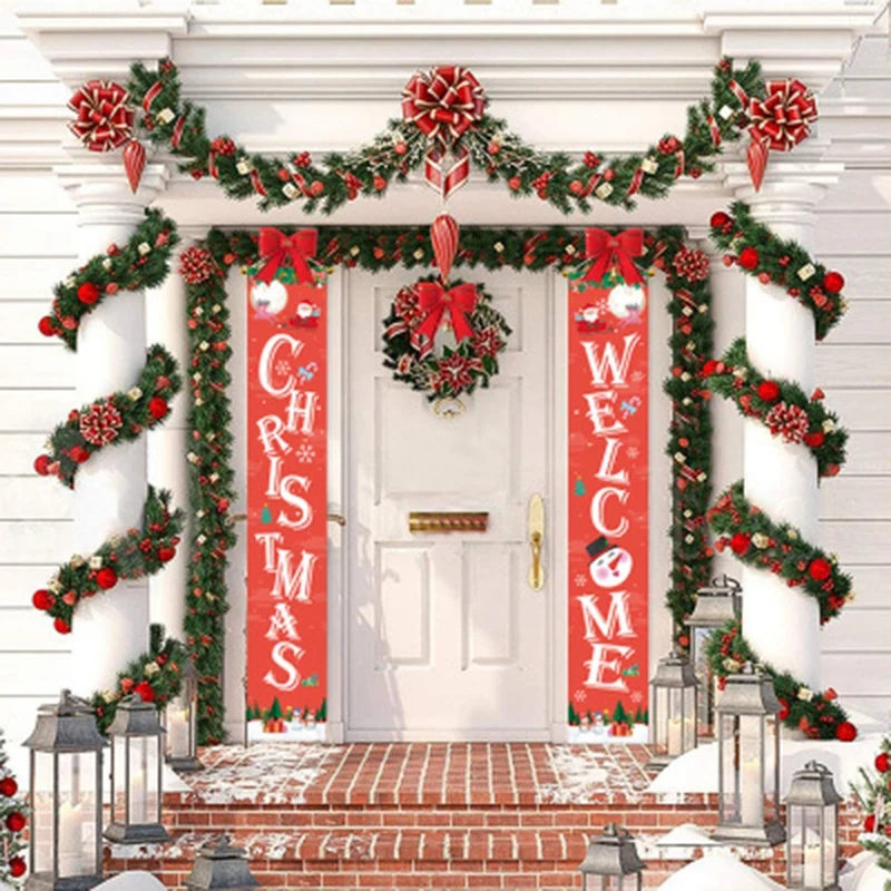 

1 Pair Creative Door Hanging Ornament Christmas Couplet Door Curtain Door Hanging Banner for Home Bar