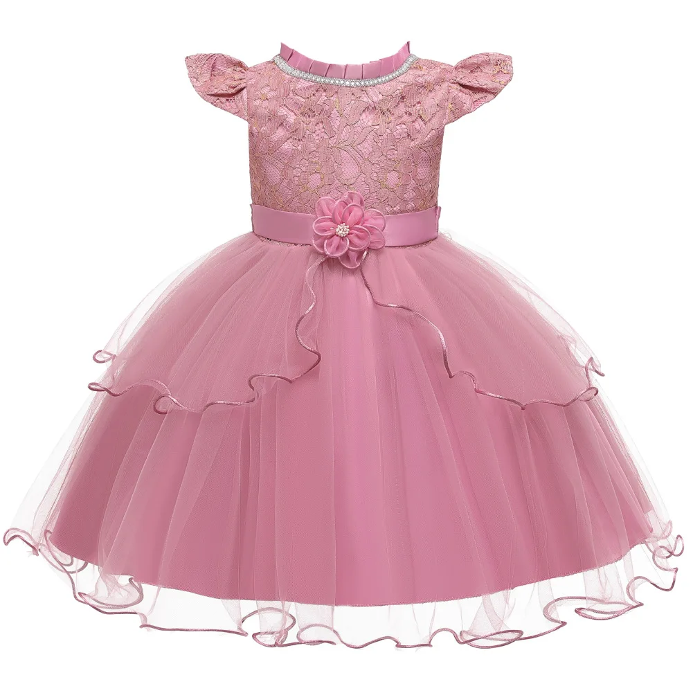 vintage Flower girls dress flare sleeve kids dresses for princess turtlenect Beaded Christmas Ceremony | Детская одежда и обувь