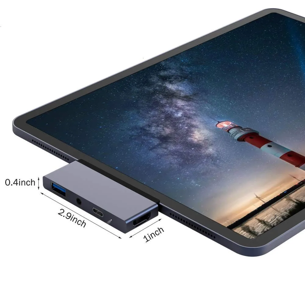 USB C концентратор для Ipad Pro адаптер ключ с 4k HDMI USB-C Pd 60 Вт Зарядное устройство USB 3,0 3,5 мм аудио разъем для наушников док-станция