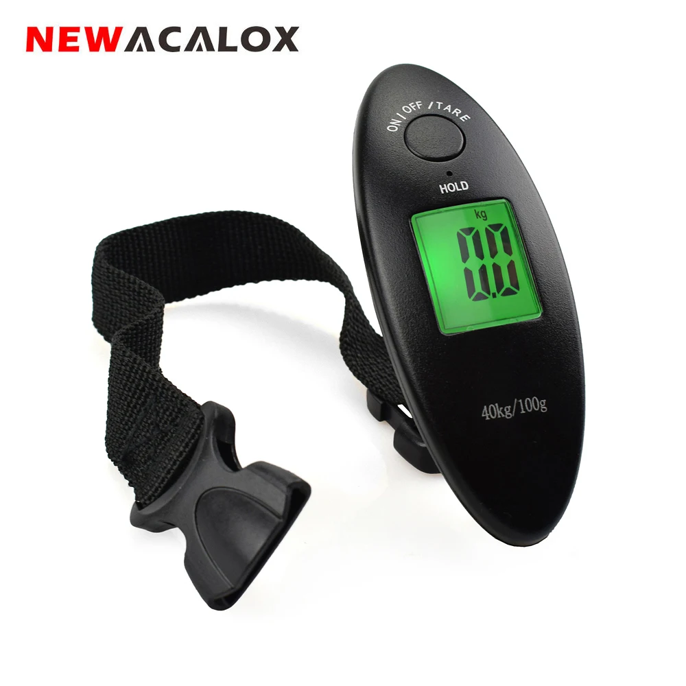 NEWACALOX 40 кг/88lb мини переносной цифровой висит Чемодан весы для рыбалки и взвешивания для путешествий весы Steelyard электронные весы с ЖК-дисплеем