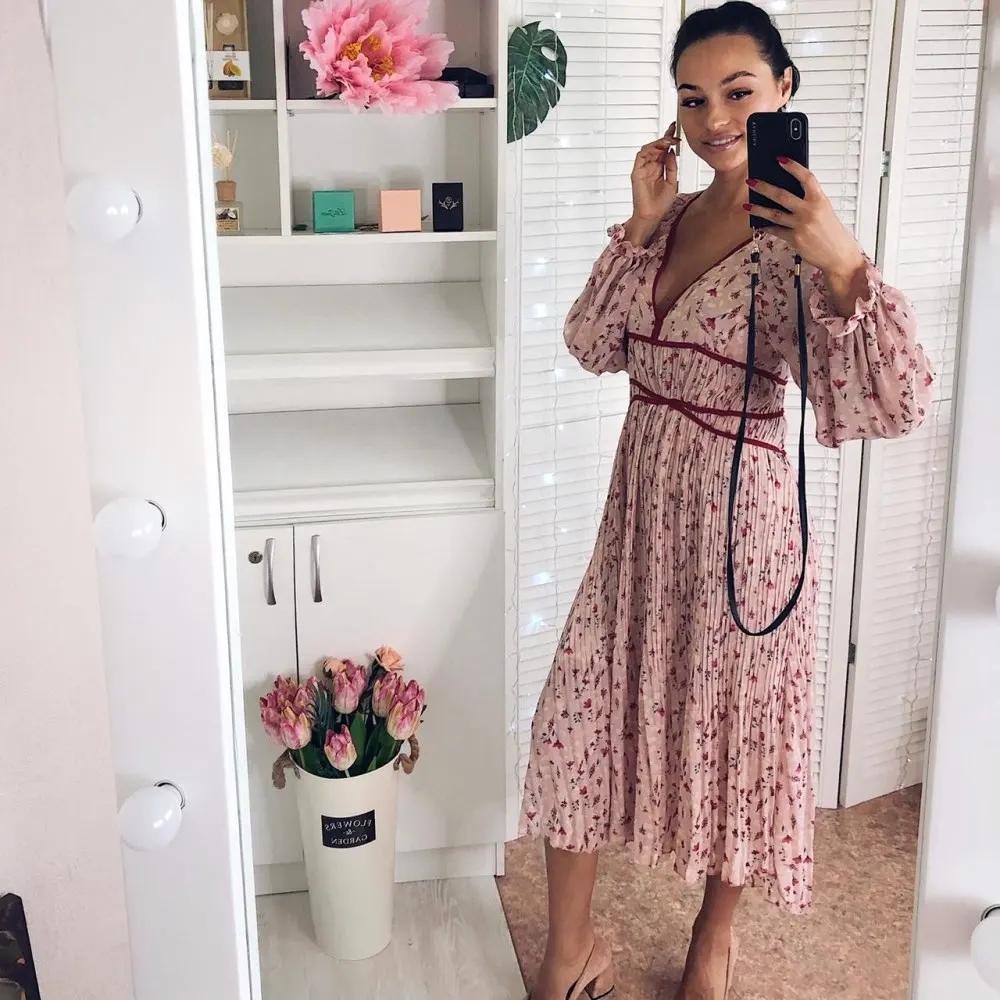 Праздничное платье Ins хит продаж сексуальное с v образным вырезом приталенное феи