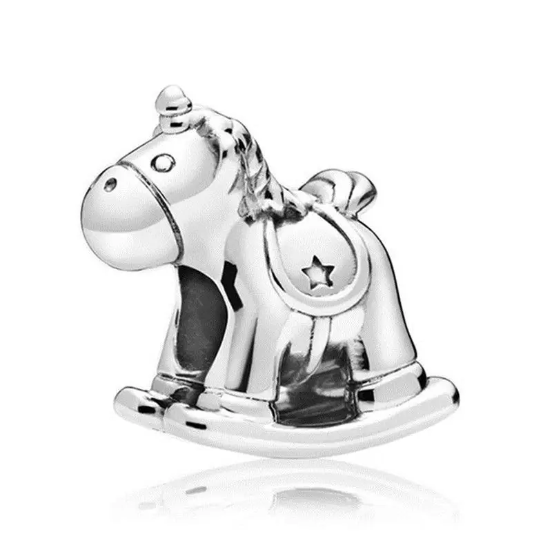 

1Pcs New Cute Alloy Trojan Horse Pendant DIY Beads Suitable for Original Pandora Charm Bracelet Ladies Jewelry Making