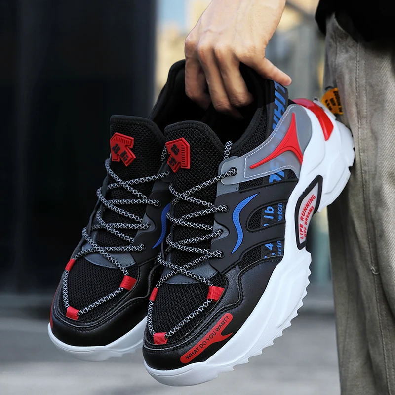 

2021 New Summer Mesh Breathable Running Shoes Casual Sports Shoes Youth Chunky Sneakers Men Tennis Shoes Athletic Shoes for Men