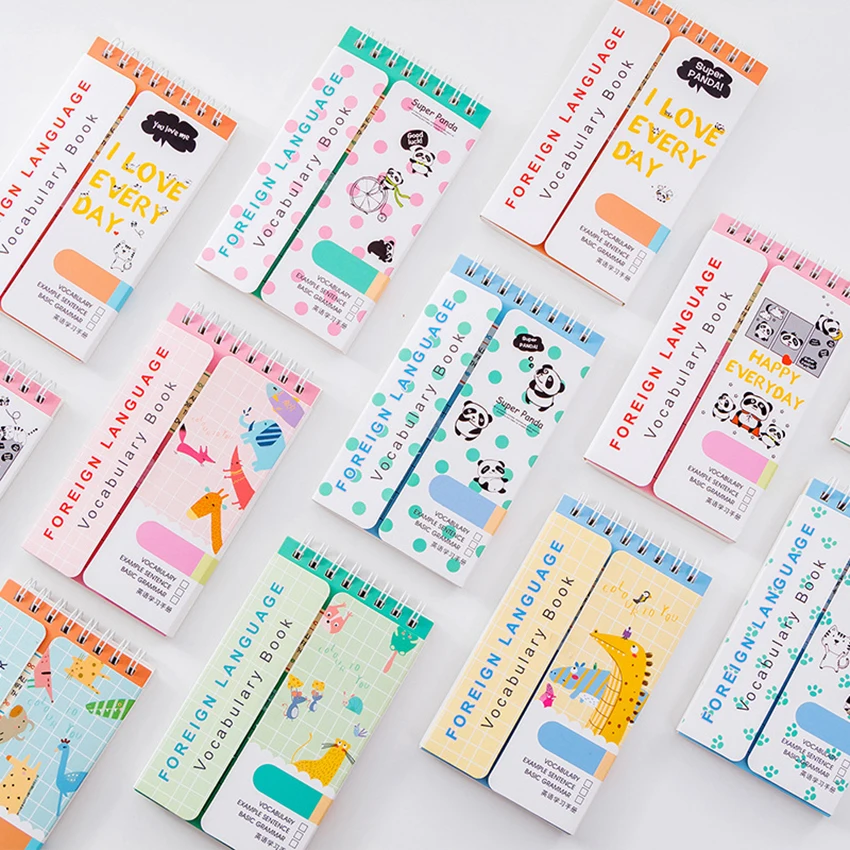 Словарь блокнот мультфильм английские слова книжка на спирали ручной дневник