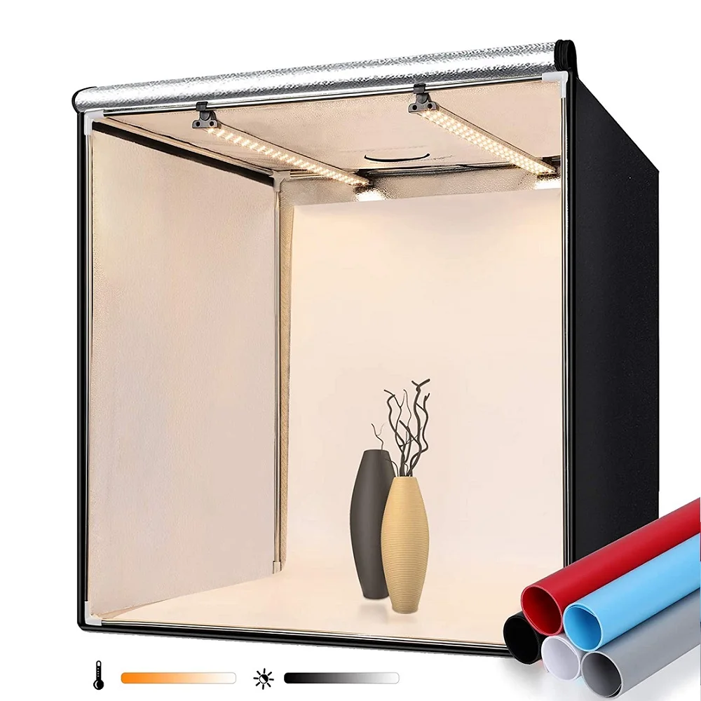 

TRAVOR светильник 60 80 см светодиодный фотобокс с 5-цветным фоном с регулируемой яркостью, двухцветная Складная софтбокс для ювелирных украшени...