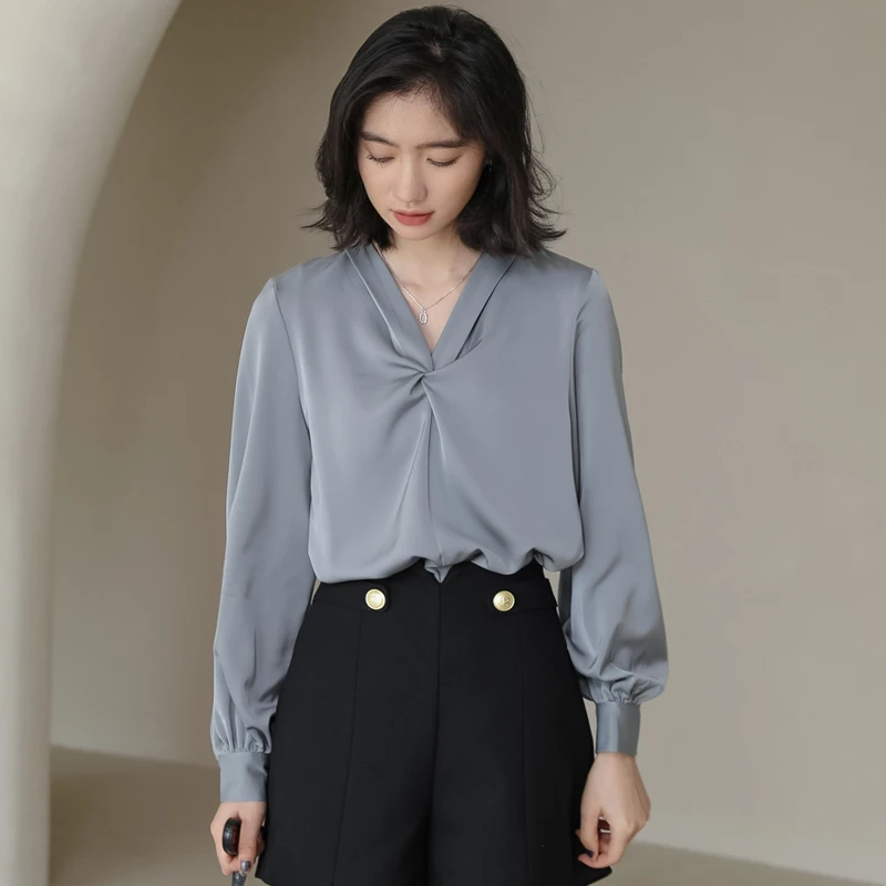 Белая шифоновая рубашка нишевого дизайна Женская весенняя одежда новинка 2021