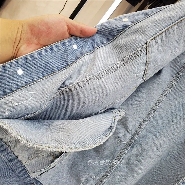 

High Street Jeans Coat Women Spring and Autumn 2020 BF Fashion Patch Cartoon Bear Blue Denim Jacket Cool Cowboy Coats