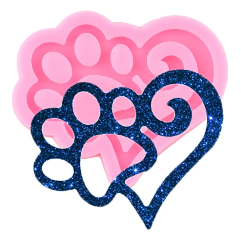 

Shiny Glossy love Silicone Mold Love Cat Claw Epoxy Resin Mold DIY Keychain Jewelry for Valentine Gift Craft