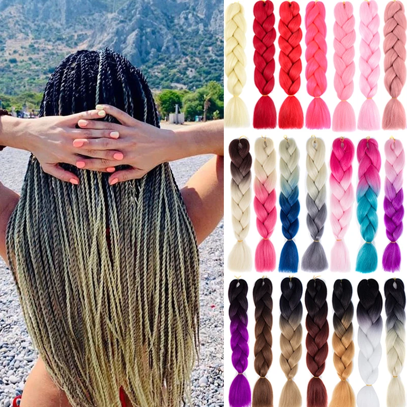 

Colorful Braiding Hair Syntetic Braids Kanekalon Jumbo Ombre Hair Extension Braids Black Pink Red Braiding Hair Crochet Braids