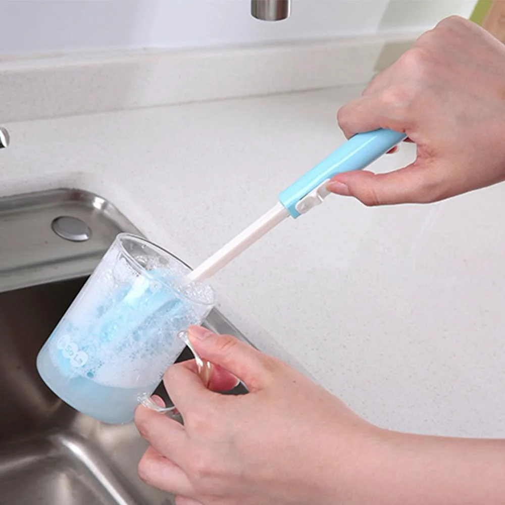 Телескопическая ручка щетка для бутылки губка пластиковая стеклянная чашка