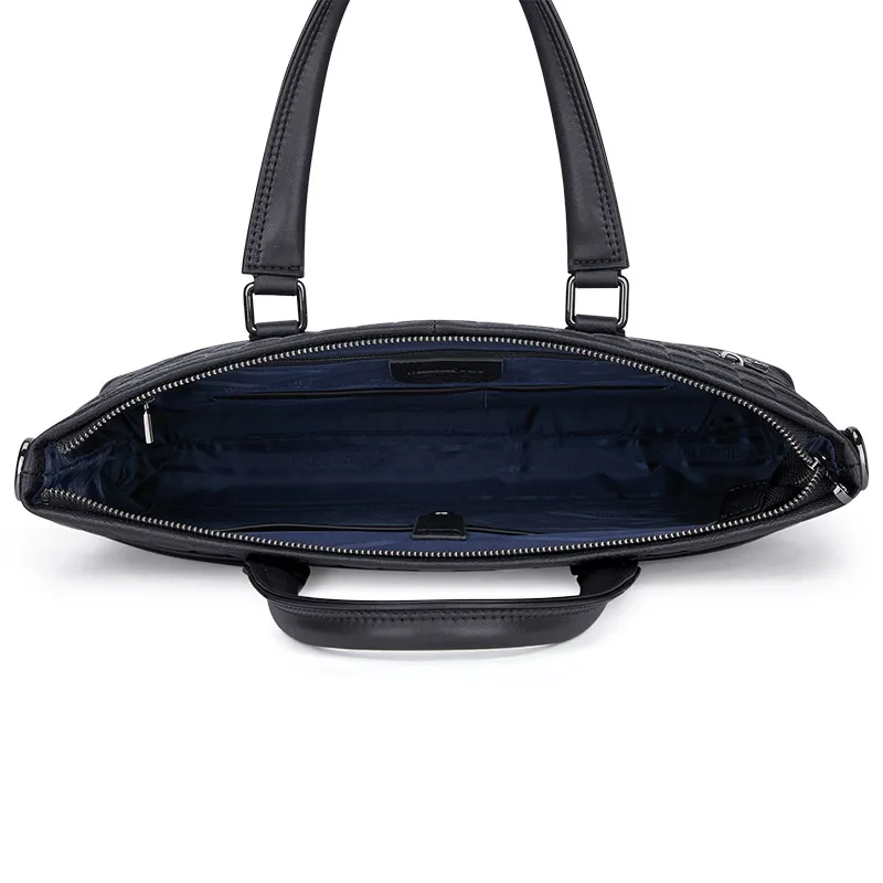 WILLIAMPOLO New briefcase men's handbags fashion plaid business casual removable strap shoulder bag computer bag