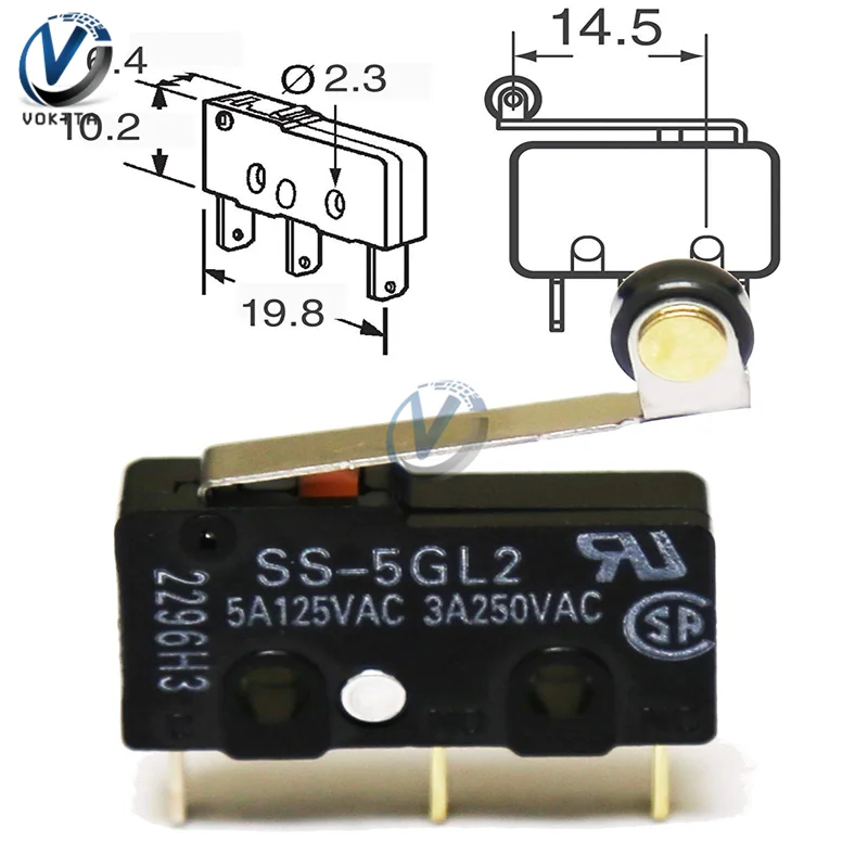 Микроконцевой выключатель для 3D-принтера 5 шт./лот SS-5GL SS-5GL2 3 контакта с шариками