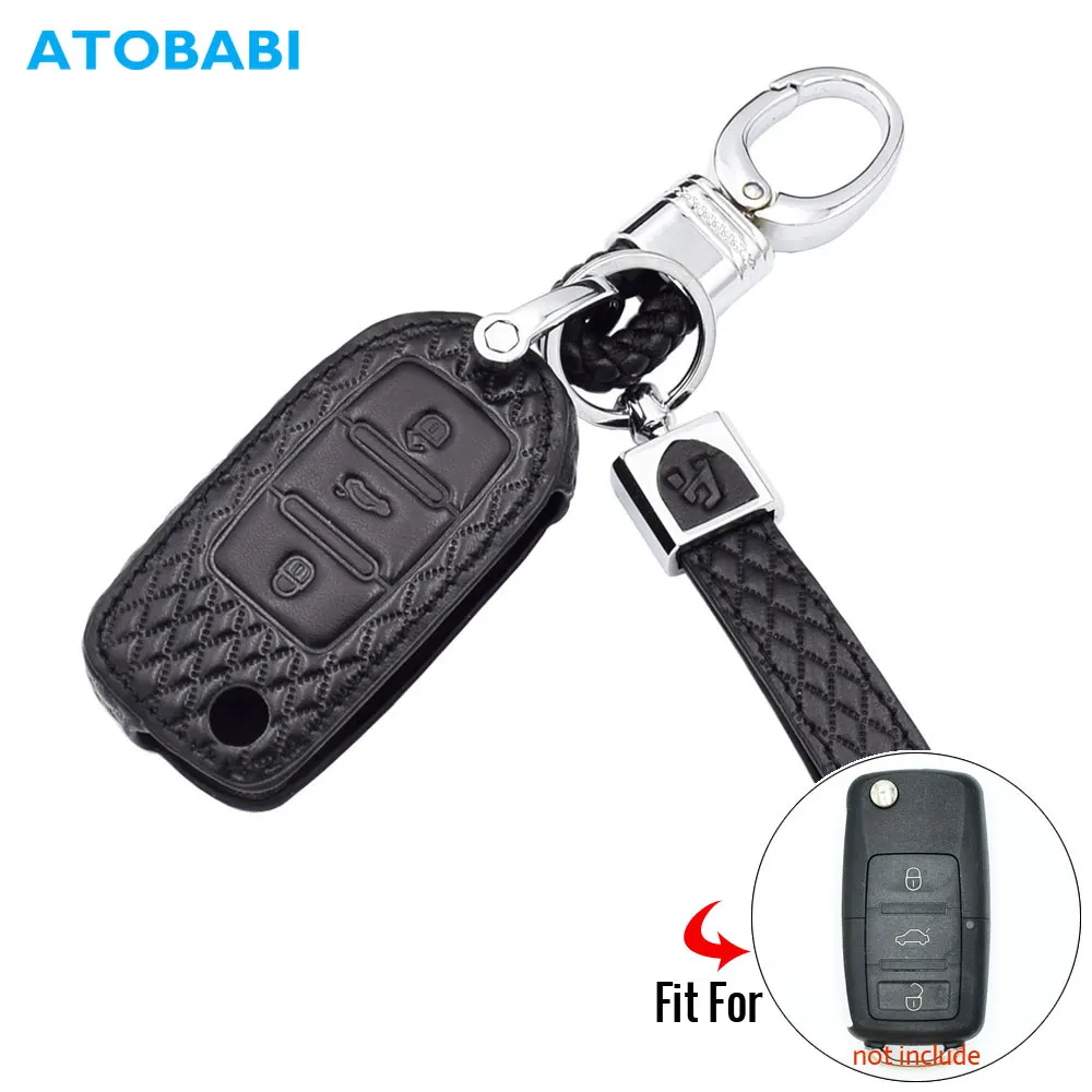 Чехол из микрофибры для ключей из натуральной кожи для VW Volkswagen Jetta Golf Polo BORA Skoda SEAT 3 кнопки складной чехол для пульта дистанционного управления