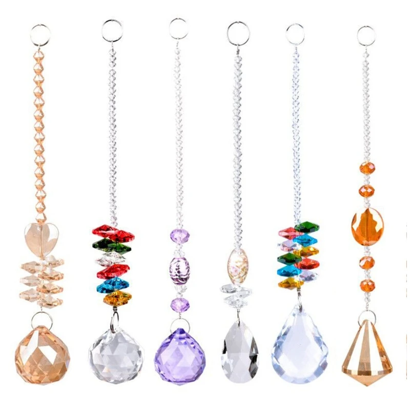 

Colorful Crystals Glass Pendants Chandelier Suncatchers Prisms Hanging Ornament Chakra Pendant for Home Office Garden Decoration