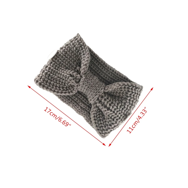 

Women Winter Knit Knotted Bow Center Headband with Protect Ears Buttons Solid Color Headwrap Sports Turban Ear Warmer