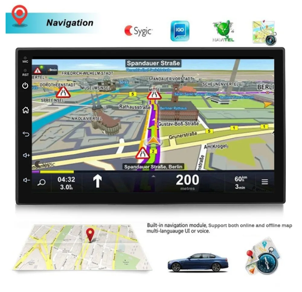 Автомагнитола 2DIN на Android 9 1 с 7 дюймовым сенсорным экраном GPS навигацией ОЗУ 2 Гб