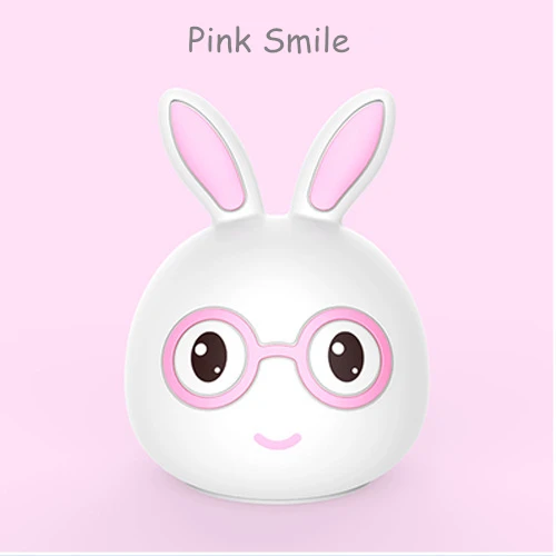 Pink Smile Силиконовый смарт-Кролик USB Перезаряжаемые светодиодный Ночной светильник сенсорный Сенсор 7 цветов кролик Спальня прикроватная лампа для Для детей малышей - Испускаемый цвет: Pink Smile