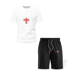 Men's shorts suit fashion men's clothing casual sportswear brand two-piece T-shirt jacket sweatpants short track suit men's size 10 item image