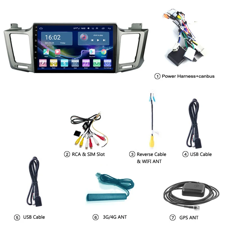

4G LTE 2G 2013-2016Toyota RAV4 Android 10 GPS- IPS WiFi AM FM